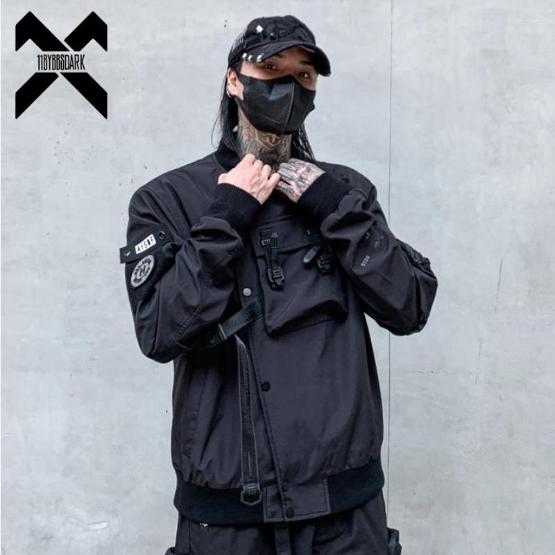

Men's Jackets Hip Hop Function Tactical Bomber Men Functional Multi Pockets Coats Streetwear Male Tops Techwear, Black