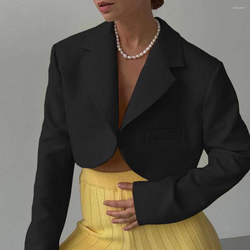 

Women's Suits Workwear Lightweight Fashion Casual Women Elegant Cropped Blazer Streetwear, Black