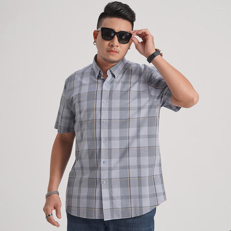 

Men's Casual Shirts Large Super Arrival Men's Fashion Short Sleeved Business Plaid Shirt Summer Plus Size 2XL 3XL 4XL 5XL 6XL 7XL 8XL, Blue