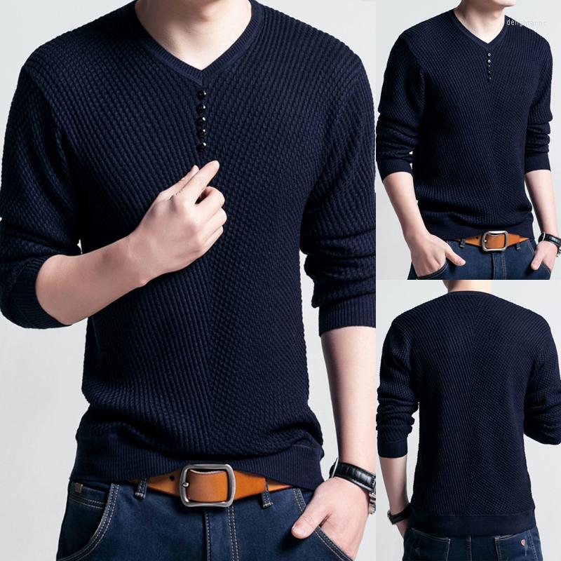 

Men's Vests Winter Warm Sweaters For Men Pullover Long Sleeve Basic Tee T Shirts Solid Color V Neck Buttons Fashion Casual, Black