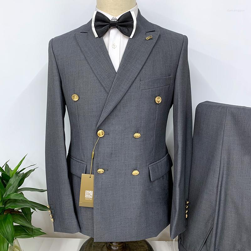 

Men's Suits England Style Gentleman Latest Design Double-Breasted Business Formal Slim Casual Solid Color Men's Suit 3-piece Multicolor, Black