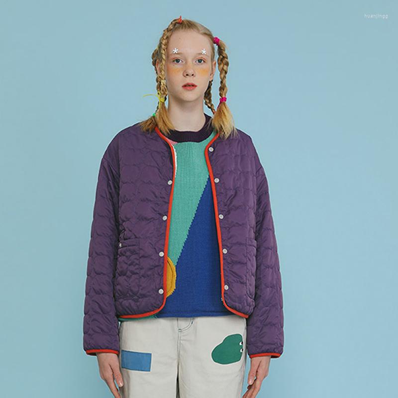 

Women' Jackets Vintage Loose Women' Parkas Coat Can Be Worn On Both Sides Thick Warm Fleece Liner Cartoon Patch, Purple