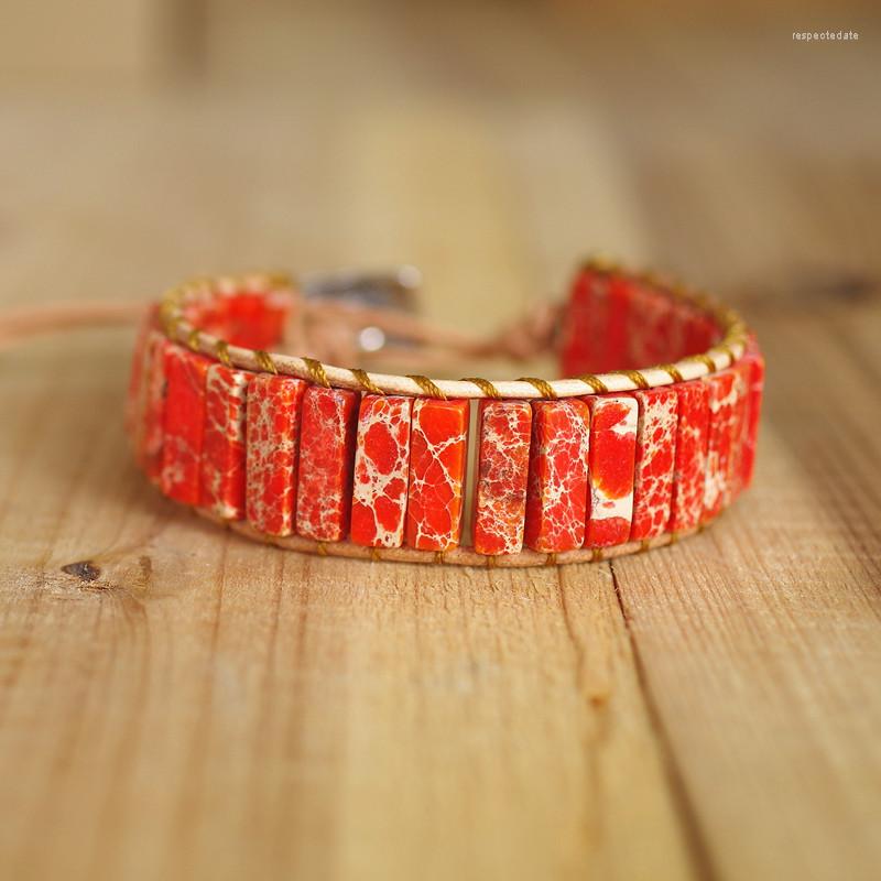 

Charm Bracelets Women Bracelet Jewelry Natural Stone Tube Beads Leather Wrap Handmade Boho Beach Girlfriend Creative Gifts