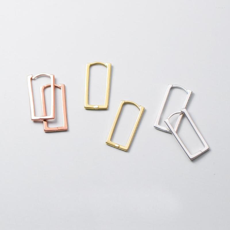 

Hoop Earrings Unisex 925 Sterling Silver Plain Square Rectangle Huggie Jewelry A1354