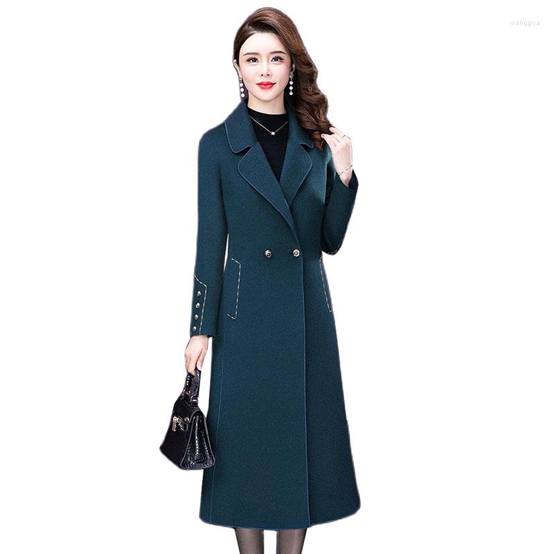 

Women's Wool 2022 Autumn Winter Women Woolen Coat Middle Aged Casual Jacket Female Fashion Outerwear Warm Slim Overcoat, Black