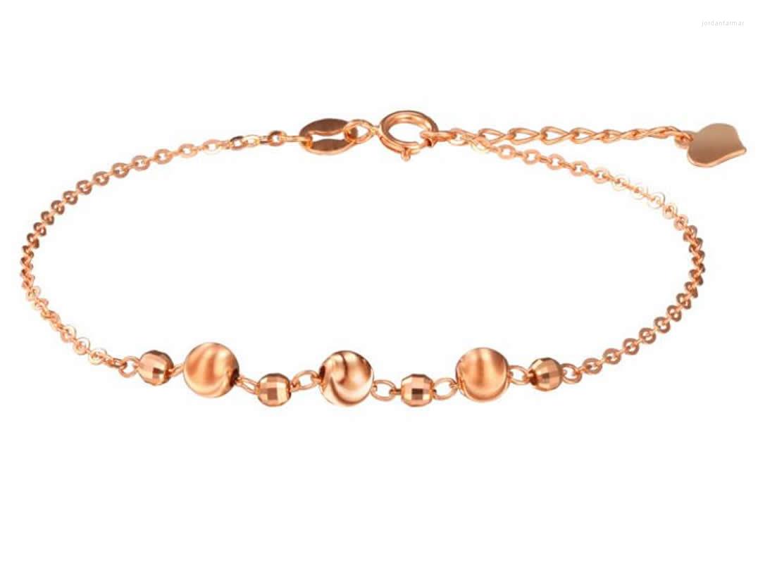 

Link Bracelets Solid AU750 Rose Gold Bracelet Lady's Round Ball