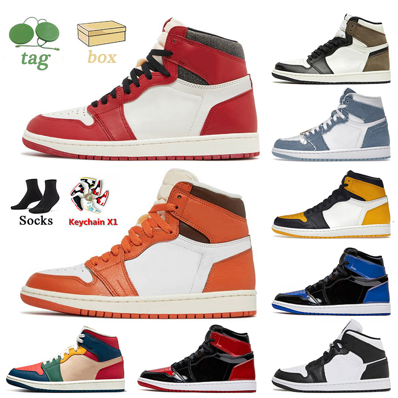 

2023 With Box Jumpman 1 Basketball Shoes High OG Lost and Found Starfish 1s Denim Patent Bred Taxi Yellow Toe Dark Mocha Stealth Mid Homage Trainers Sneakers, E31 fwhite university blue 36-47