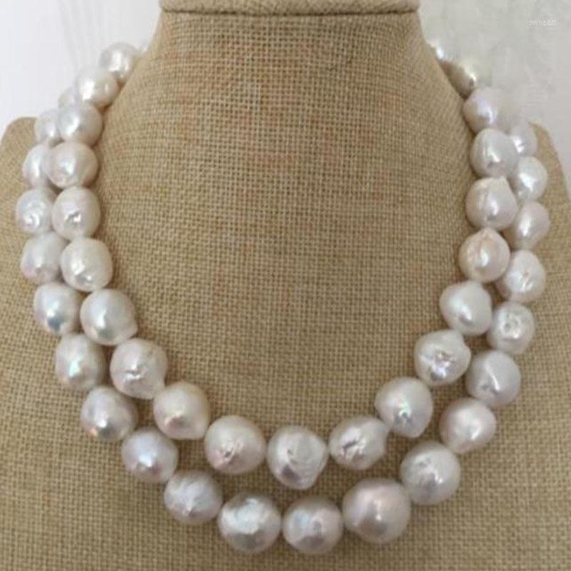 

Chains 925silver 38inch Gorgeous 10-11mm Freshwater Baroque White Pearl Necklace