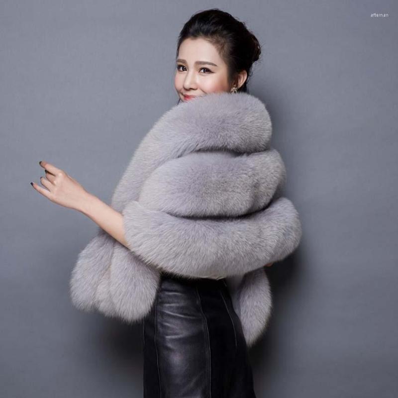 

Women's Fur Autumn Winter Faux Shawl Coats Women Pink Capes Coat Wedding Dress Ponchos Wrap Tops Swing Famale M164, Red
