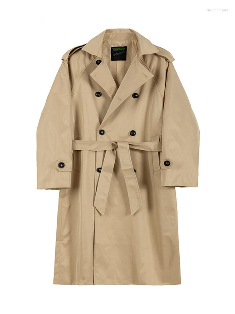 

Men's Trench Coats Autumn Fashion 2023 Overknee Turn-down Collar Solid Color Handsome Windbreaker Trend Long Coat Loose 2Y999, Khaki spot