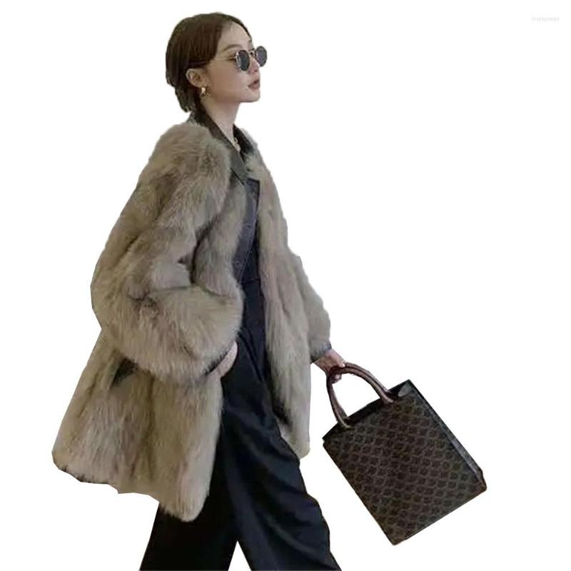 

Women' Fur 2022 Women Haining Faux Fashion Coat Winter Loose Casual Jacket Slim Female Young Mid-length A793, Brown