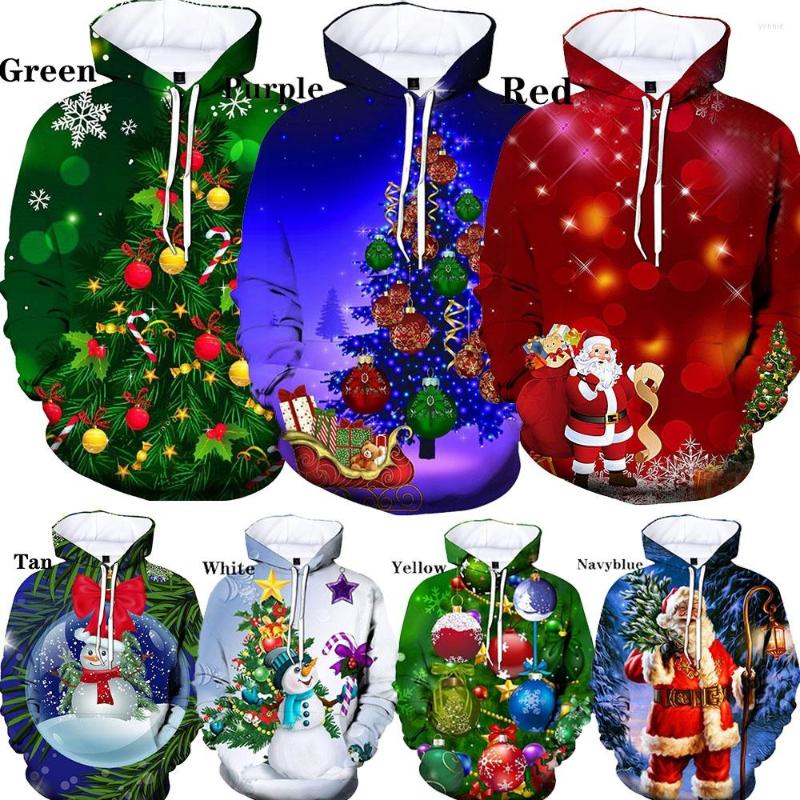 

Men's Hoodies 2022 3D Christmas Printing Tree/Snowman/Santa Claus Hoodie
