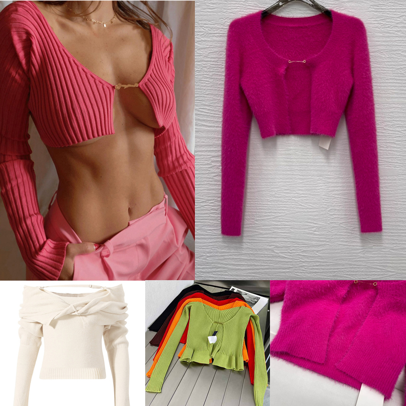 

womens sweater Knits La maille Neve manches longues Fluffy autumn winter long sleeve tees Pralu longue jacquemu high-quality sexy clothe tops jacquems, Dust bag