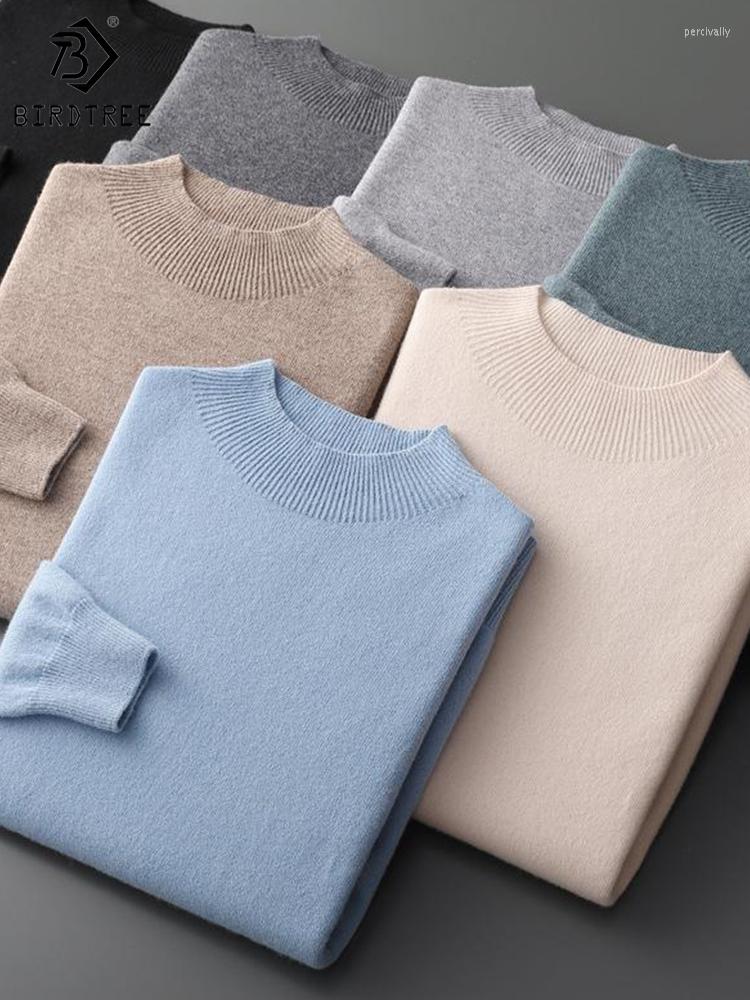 

Men' Sweaters Wool Cashmere Sweater Men Loose Casual Knitted Half Turtleneck Seamless Pullover 2022 Autumn Winter S21905X, Green