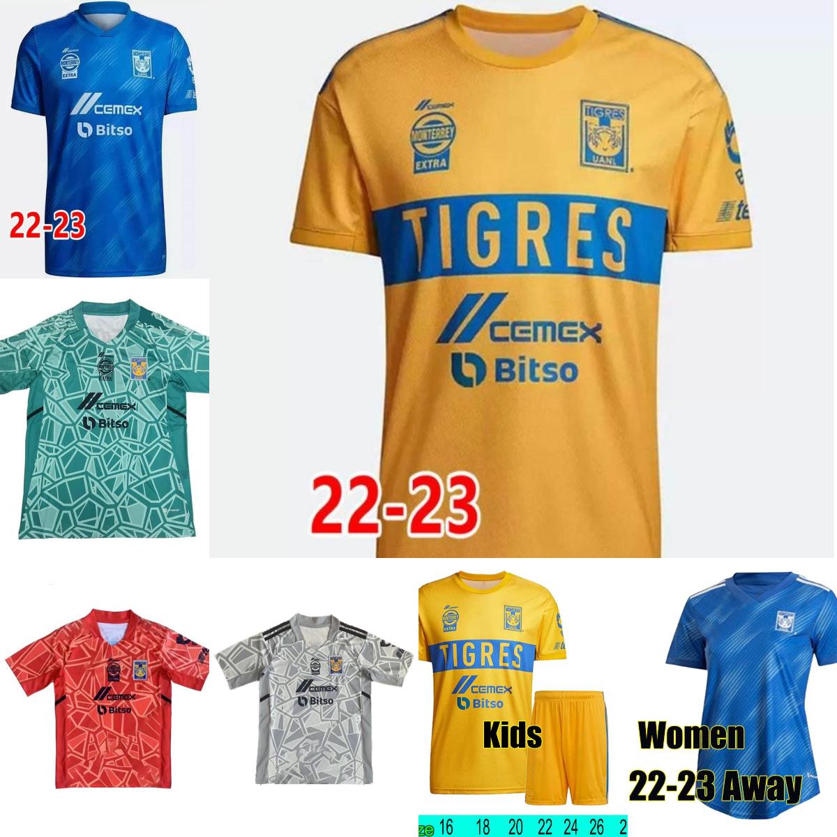 

2022 2023 Tigres soccer jerseys GK MAN WOMEN 22 23 UANL LIGA MX 7 stars THAUVIN GIGNAC NICO LOPEZ VARGAS L.FERNANDEZ home away third Mens kids football shirts S-4XL, 22/23 away kids
