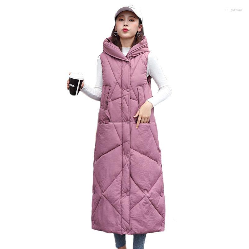 

Women's Vests Mid-length 2022 Autumn And Winter Korean Style Lengthened Thickened Vest Over The Knee Cotton Y581, Black