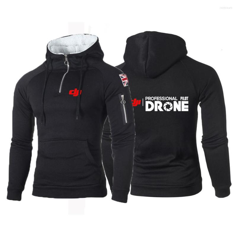 

Men's Hoodies Dji Professional Pilot Drone Print Men Jacket Hoodie Zipper Tracksuit Slim Fit Casual Sweatshirt Male Clothing Streetwear
