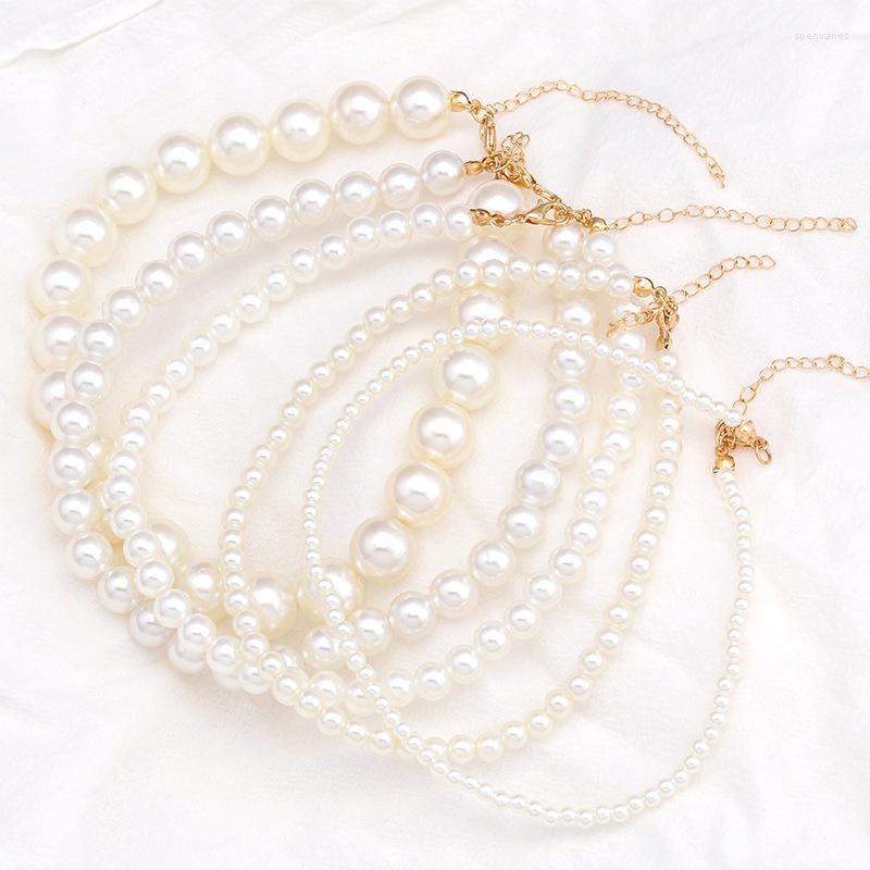 

Chains INS 4-14mm Faux Pear Necklace Single Layer Clavicle Chain Simulation Pearl Choker Women Can Be Stacked