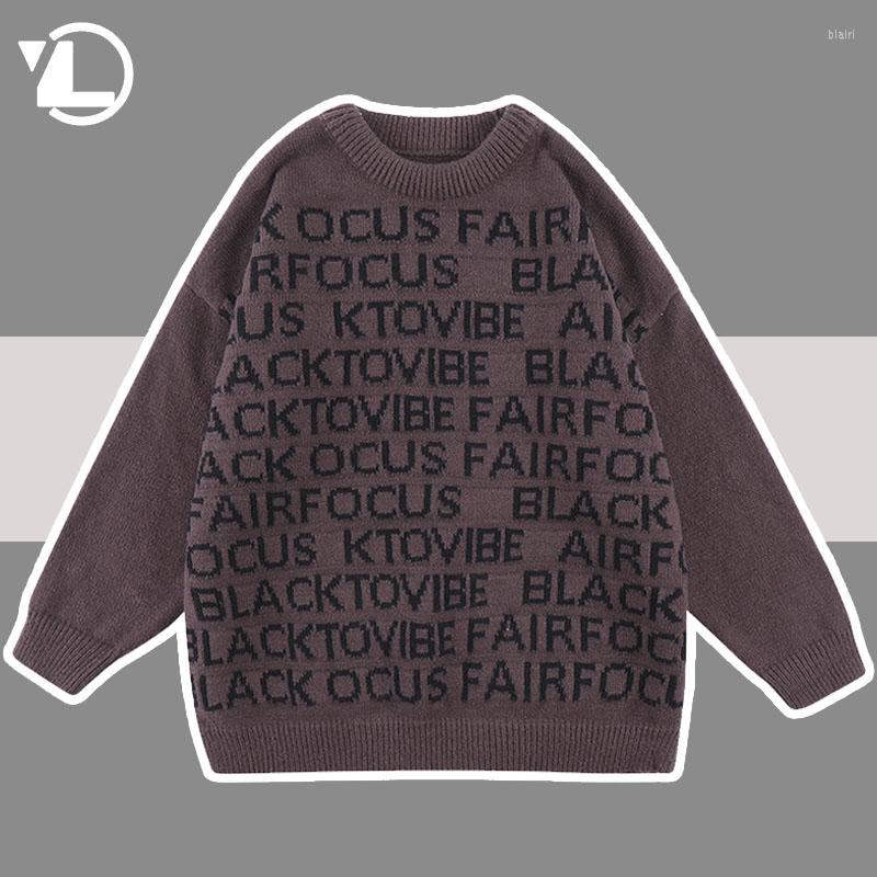 

Men's Sweaters Letter Full Printed Sweater Men Women Autumn Winter Hip Hop Vintage Oversized Knitted Pullover High Street Harajuku Loose, Red