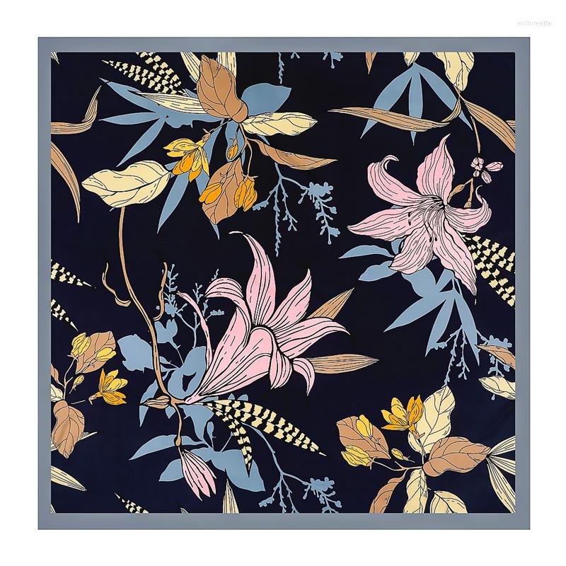 

Scarves Fashion Twil Silk Scarf Women 130 130cm Big Print Floral Pattern Square Shawl Large Wrap Neckerchief Ladies