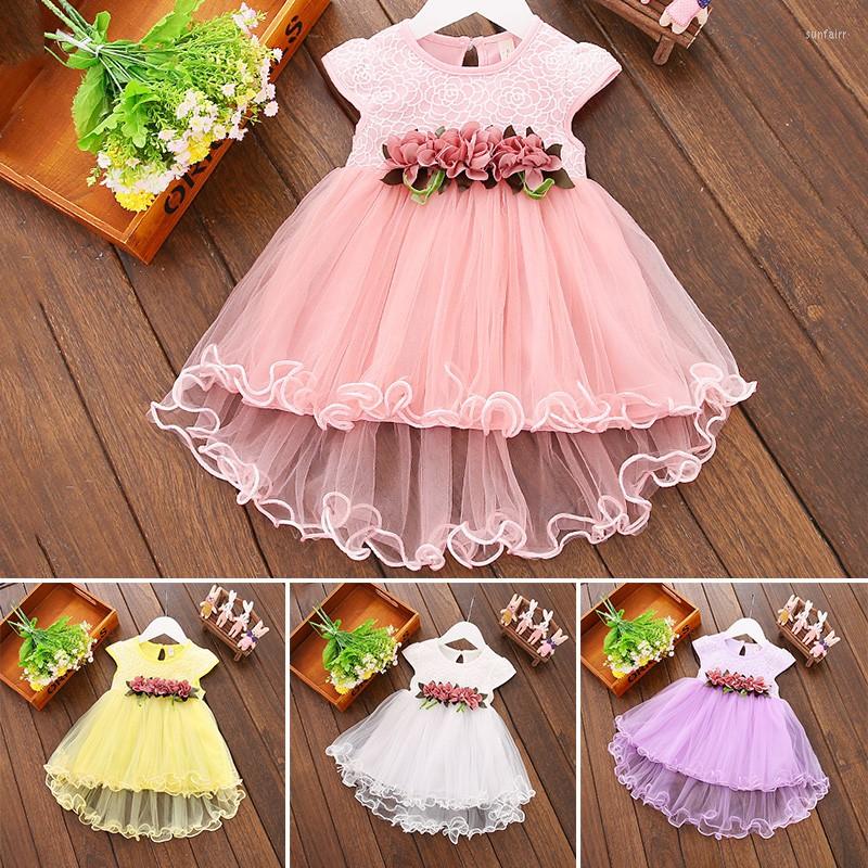 

Girl Dresses 2022 Cute Baby Girls Summer Floral Dress Princess Party Tulle Flower Toddler Infant Mesh Tutu 0-3Y Clothing, Pink