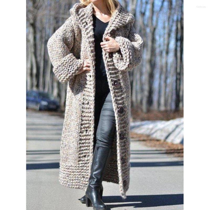 

Gym Clothing European And American Long Sweater Jacket Sleeve Cardigan Pockets Spliced Solid Loose Casual Knit Tops For Women, Picture shown