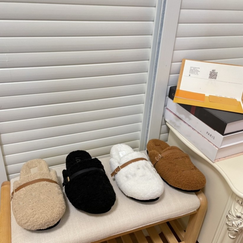 

Branded letter Plush Warm slipper WINTERBREAK COMFORT flat mules casual Shoes Women fur furry Slippers Soft Home Indoor loafers Ladies Shoe Footwear, Xxlv02