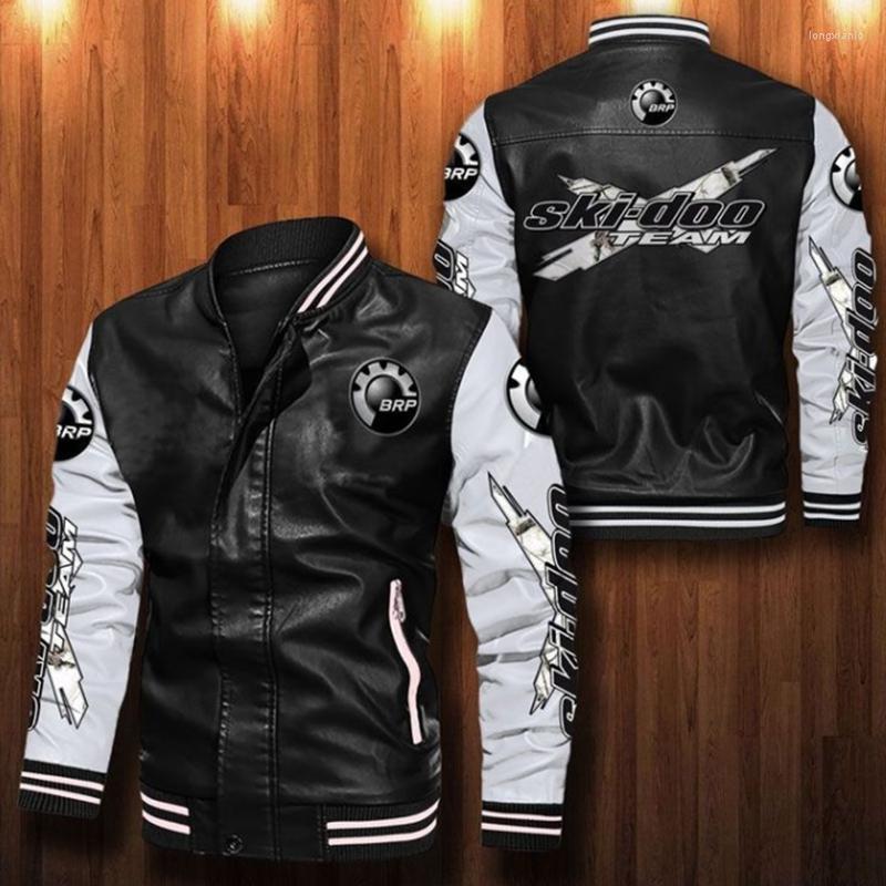 

Men' Jackets BRP Can Leather Jacket Men Bomber Motorcycle Stand Collar Winter Coats Autumn Comfort High Quality Black Business M-4XL