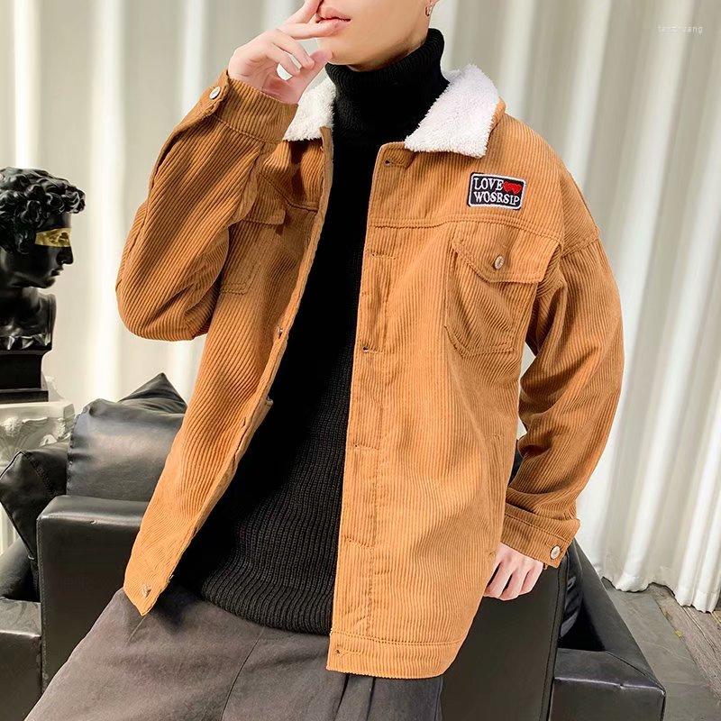 

Men's Jackets Men Jacket Big Size Corduroy Coat Winter Warm Plus Velvet Cotton Men's Wild-Match Thick Teenagers Coats, Black