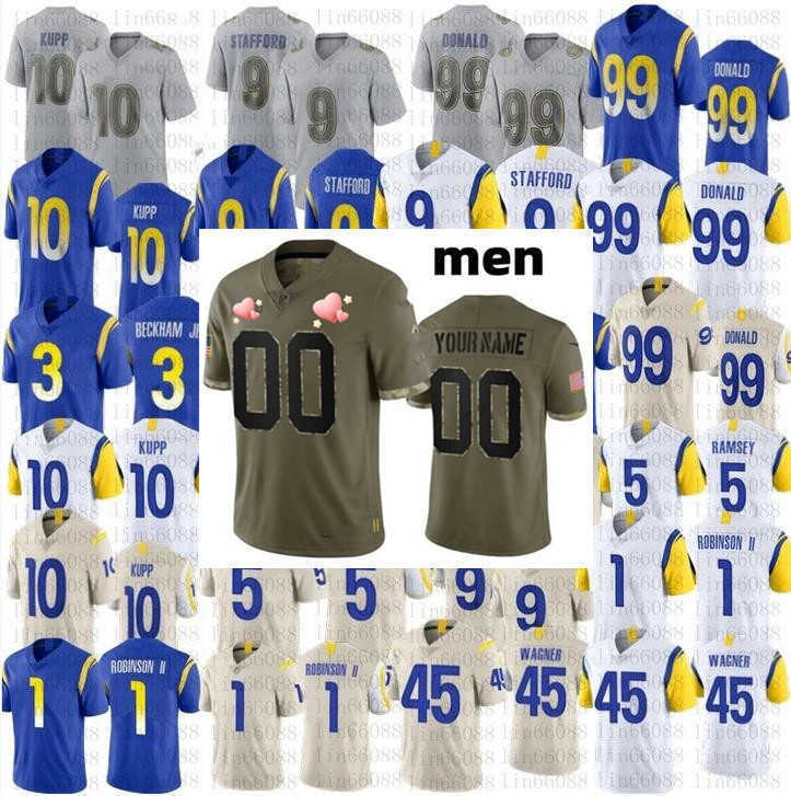 

Football Jerseys Los Angeles''Rams''custom 99 Aaron Donald 5 Jalen Ramsey 9 Matthew Stafford 10 Cooper Kupp 8 Matt Gay 3 Cam Akers 45 Bobby Wagner, Colour
