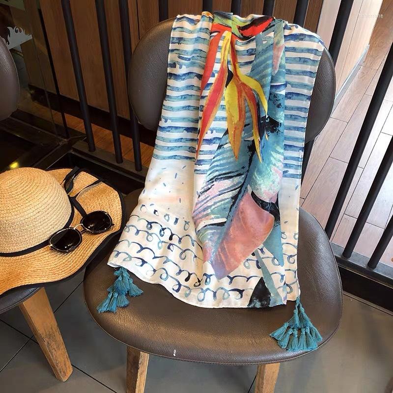 

Scarves 2022 Ladies Spain Fashion Striped Floral Viscose Shawl Scarf Winter High Quality Pashmina Wraps And Hijabs Muslim Sjaal 180 90Cm