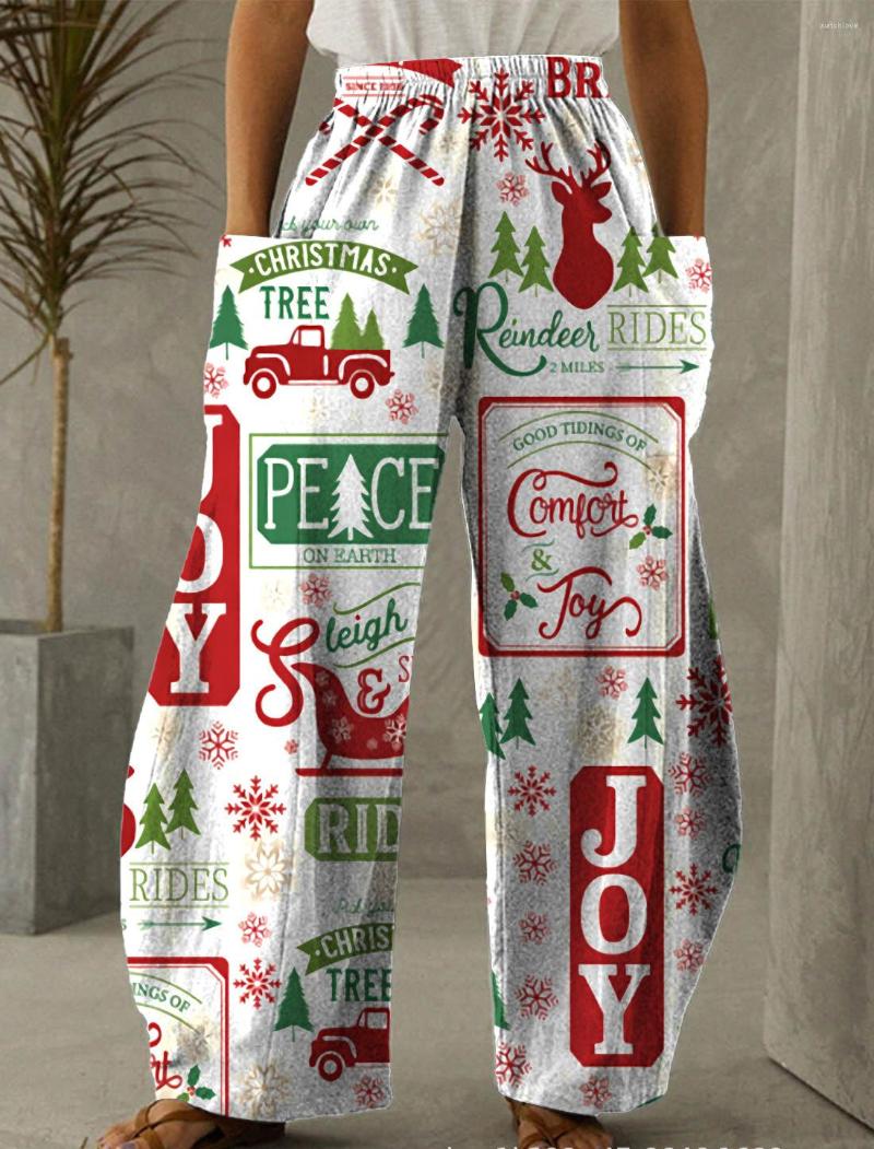 

Women' Jeans Christmas Letter 3D Printed Women Wide Leg Faux Street Casual Baggy Female Printing Long Imitation, Aprev2zm213015e