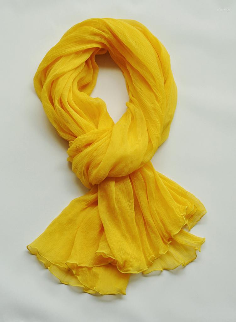 

Scarves SELLING Miyake Yellow Fold Long Silk Scarf Shawls IN STOCK