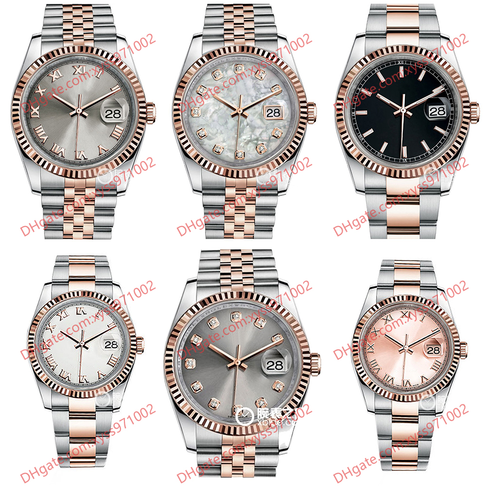 

Highquality watch 2813 automatic mechanical women's watchs 36mm silver diamond dial 116231 rose gold strap pink wristwatch sapphire glass black 116203 men's watch, 1 silver