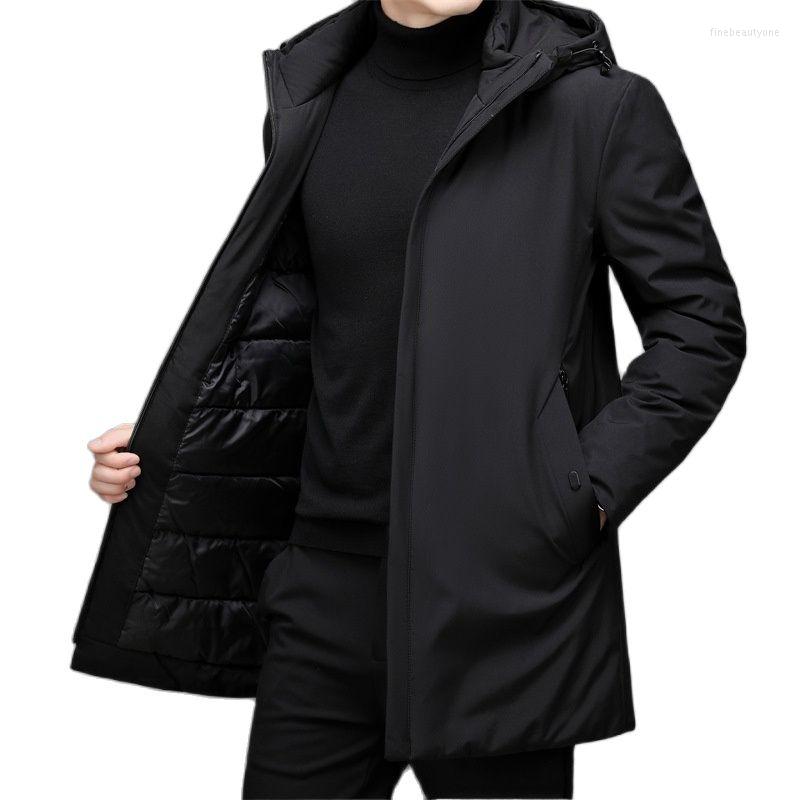 

Men's Trench Coats Men Jackets Men's Autumn Winter Coat Casual Thicken Warm Hooded Jacket Male Wadded Outerwear Parkas Man, Black