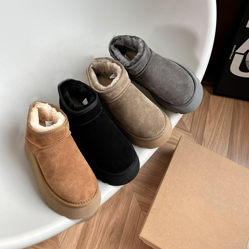 

Classic Warm Snow Boots Designer Woman Australia Platform Boot For Women Real Leather Short Thick Bottoms Winter Fur Booties Shoes, 4#