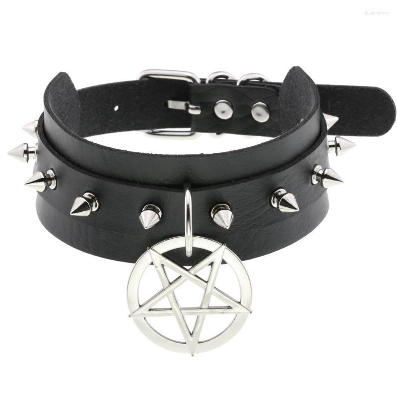 

Choker Punk Spiked Collar For Girl Goth Pentagram Necklace Emo Cool Chocker 2022 Gothic Accessories