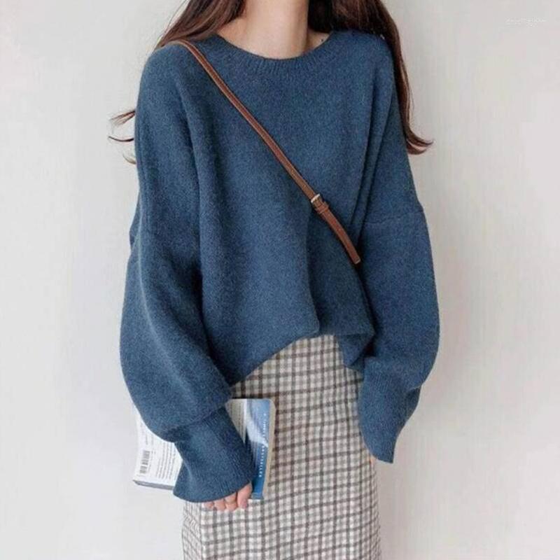 

Women's Sweaters Autumn Soft Oversized Women Sweater Cashmere Knitted Solid Long Pullovers O Neck Loose Lazy Oaf Outwear Female Jumper, Green