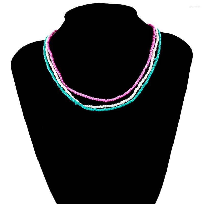 

Choker Aprilwell Vintage Seedbeads Necklace Set For Women Bohemia Multilayer Colorful Chains Fashion Jewelry Couple Collar Gifts
