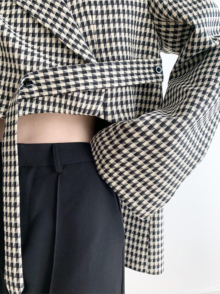 

Women' Suits Check Irregular French Bird Suit Short Coat Women' 2023 Spring Autumn Crop Top Outwear, Bird plaid