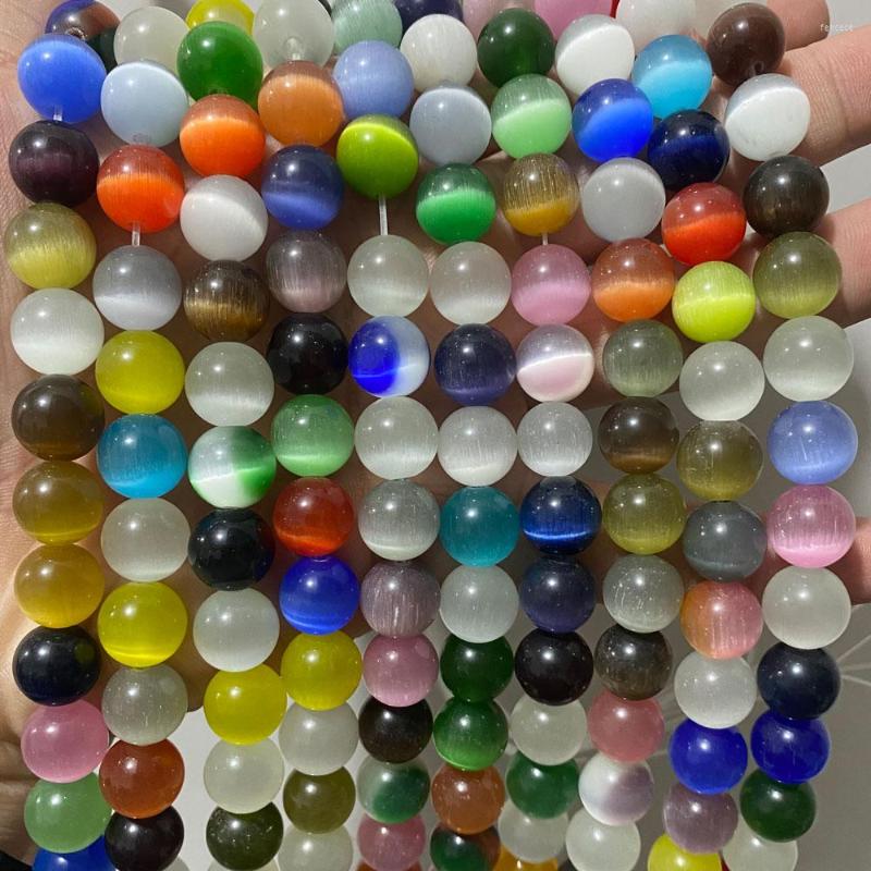 

Beads Mixed Colors Cat's Eye Opal Natural Stone 4/6/8/10/12MM Spacer Glass Loose For Jewelry Making DIY Bracelets Findings