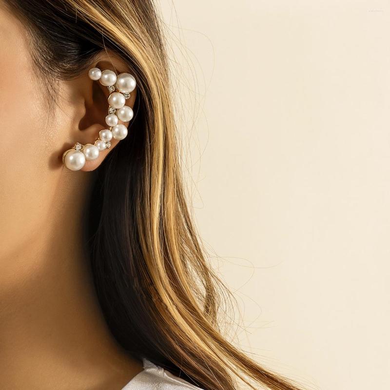 

Backs Earrings Arrival Vintage Brincos Elegant Statement Gold Color Pearl Fashion Jewelry Ear Cuff Clip For Women