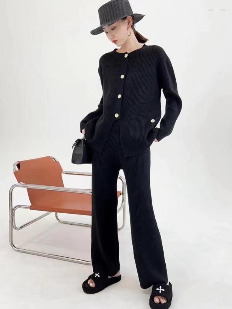 

Women's Two Piece Pants Elegant Long Sleeve Fairty Plaid Pullover Set Women Autumn Winter Solid Color Sweet Korean Fashion Pant 2022, Beige