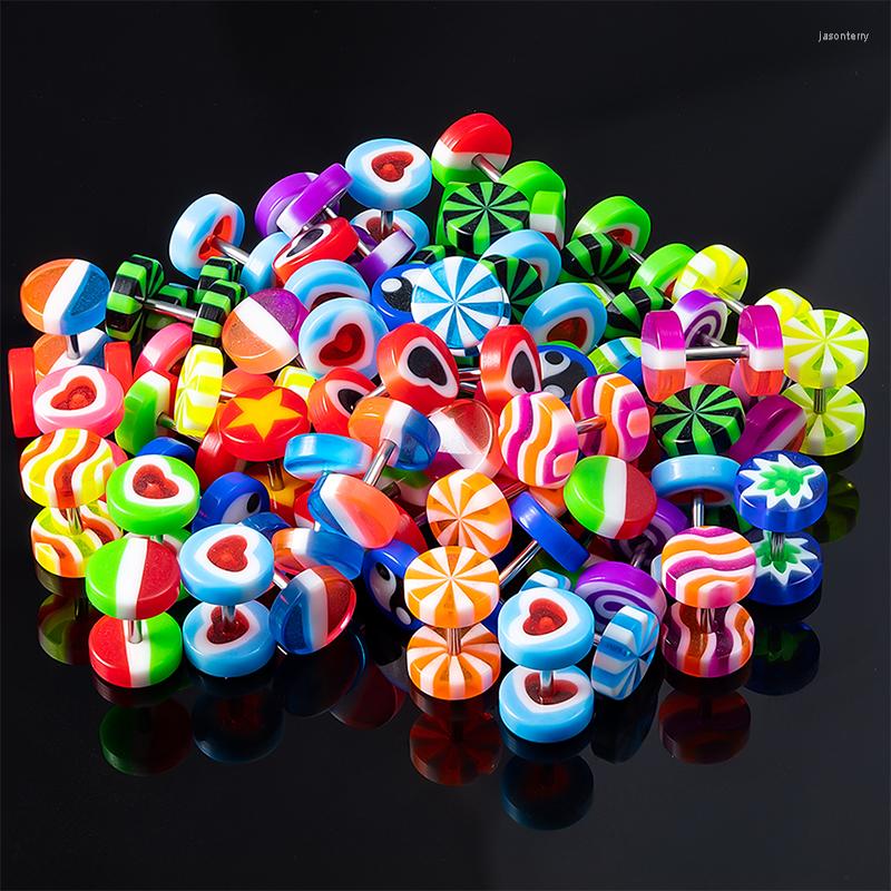 

Stud Earrings 10pcs Acrylic Cartilage Earring Ear Fake Plug Tunnel Stretcher Taper Cheater Expander Gauges Tragus Piercing Jewelry