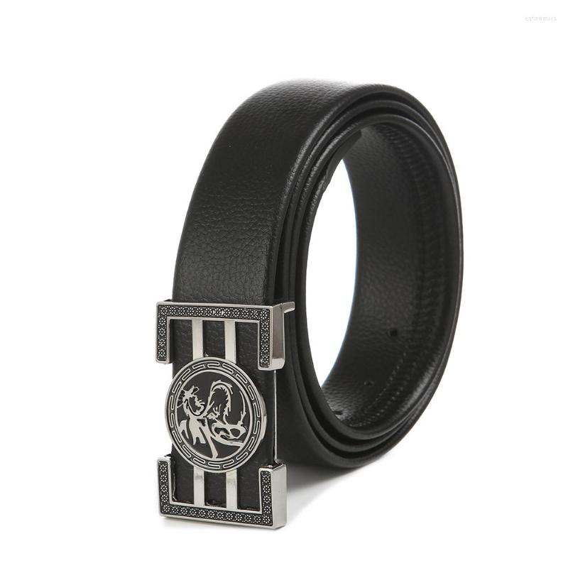 

Belts KDG Western Cowboy Zinc Alloy Traditional Belt Buckle PU Leather With Jeans, Black