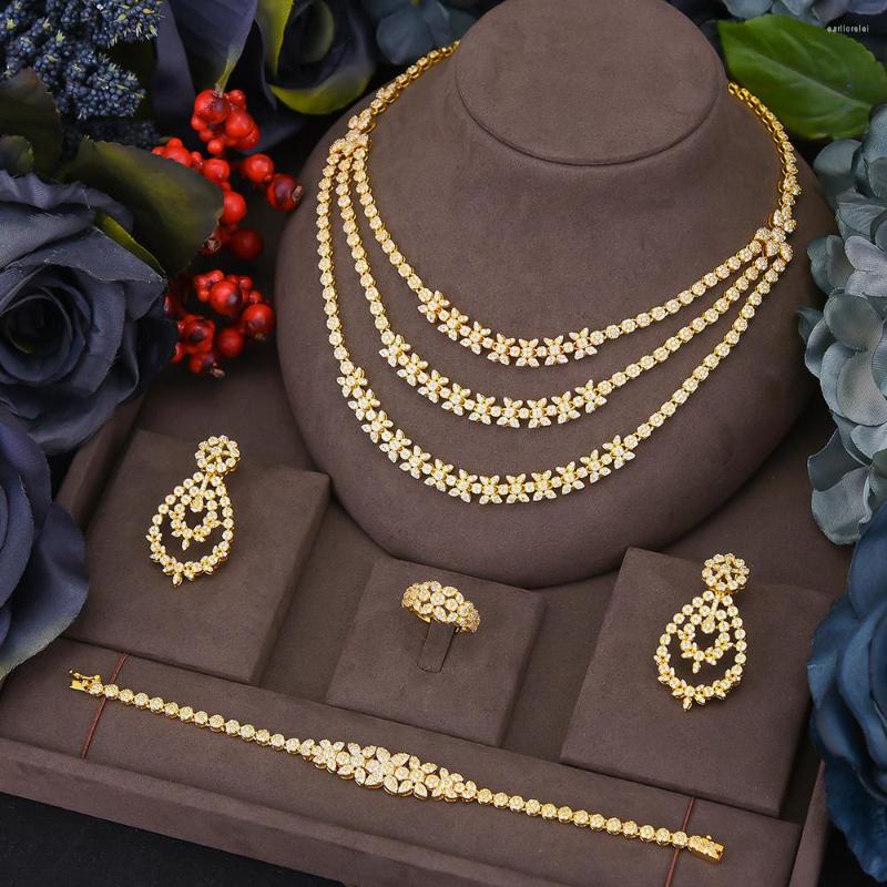 

Necklace Earrings Set Missvikki Luxury 4PCS Waterdrop Tassel African Jewelry For Women Wedding Party Zirconia Dubai Bridal, Picture shown