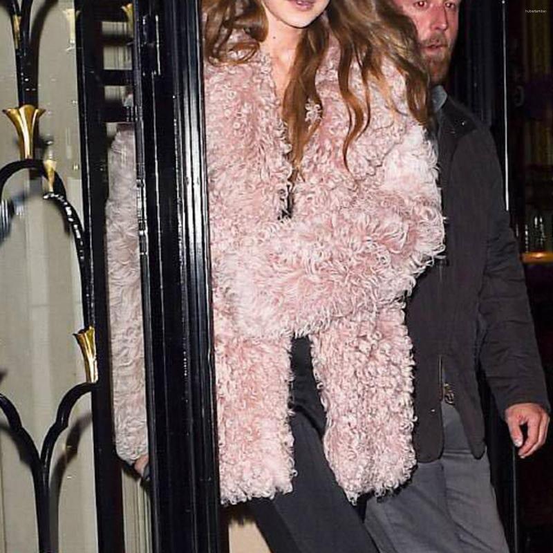 

Women' Down Suit Warm Long-Sleeved Plush Jacket Collar Women Pocket Winter Coat, Pink