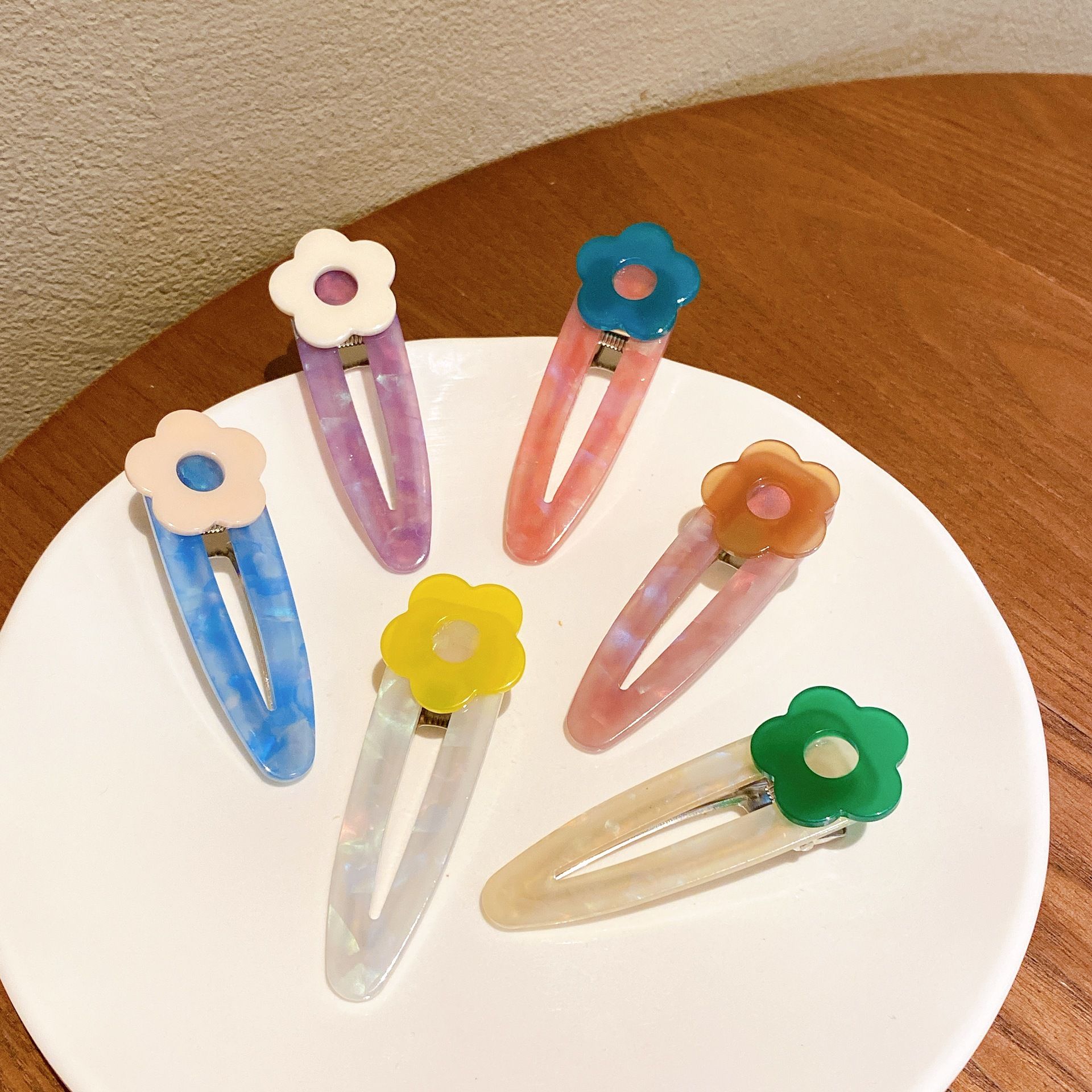 

Girls Flower Barrette Acetic Acid Hair Clip Kids Barrettes Children Girl Hairpins Sweet Side Duckbill Hair Accessory, Mixed color