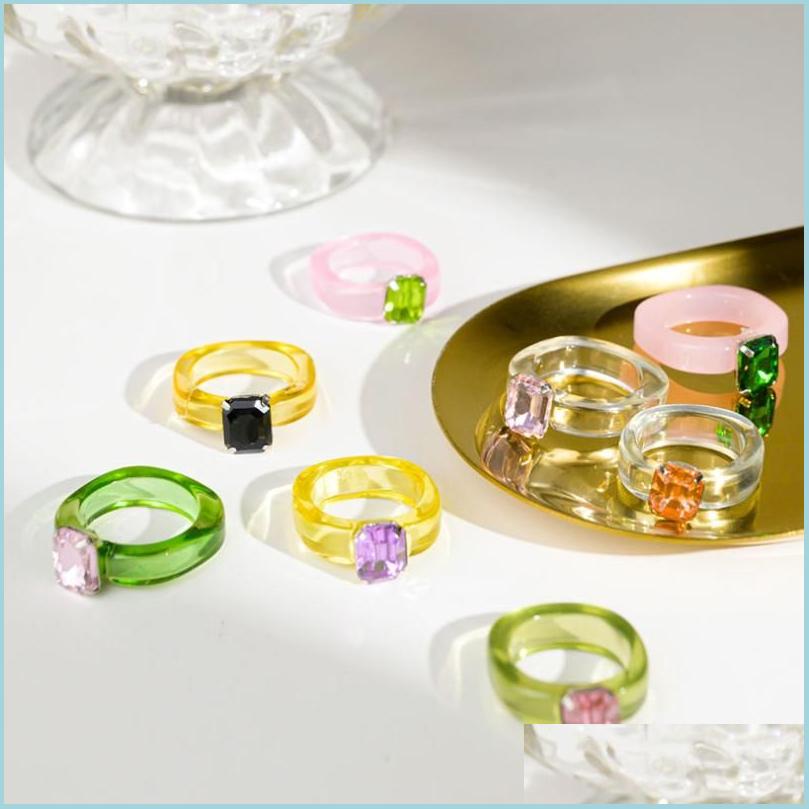 

Cluster Rings Cluster Rings Est Transparent Acrylic Finger For Women Shiny Geometry Rhinestone Circle Round Ring Femme Anillo Jewelr Dha28