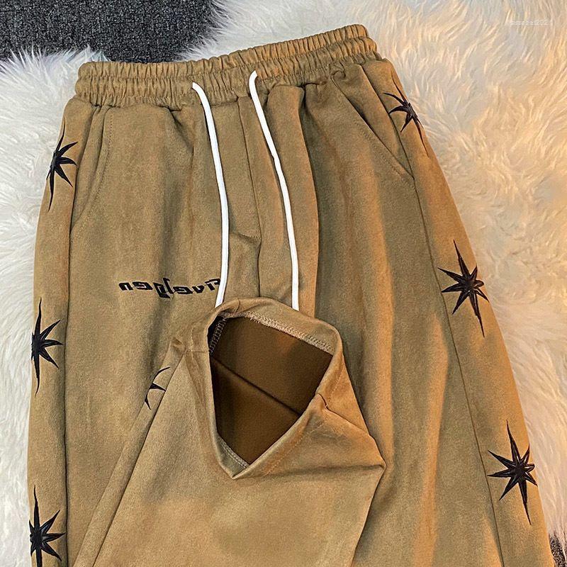 

Men's Pants High Street Casual 2022 Spring Autumn Men's Vintage Printed Straight Trousers Korean Trend Hip Hop Pendant Wide Leg, Black